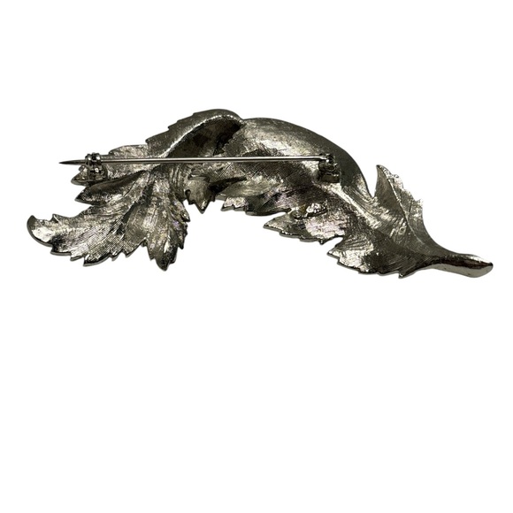 Pegasus Coro Vintage Textured Leaf Design Brooch 3-3/4” - Picture 7 of 12